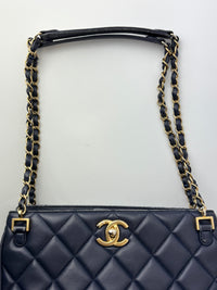 A67620 Navy Matelasse Calfskin Seasonal Open Tote GHW
