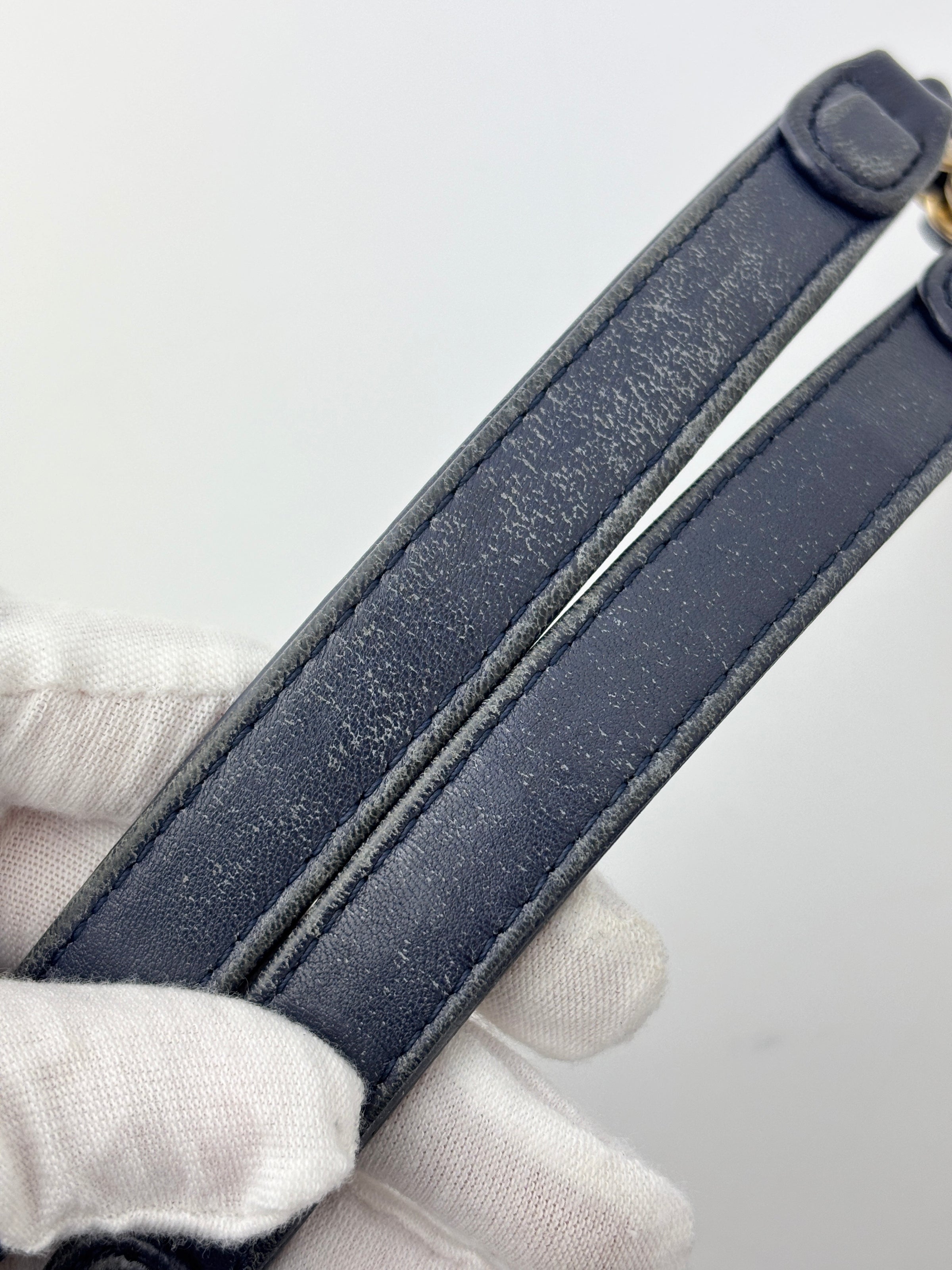 A67620 Navy Matelasse Calfskin Seasonal Open Tote GHW