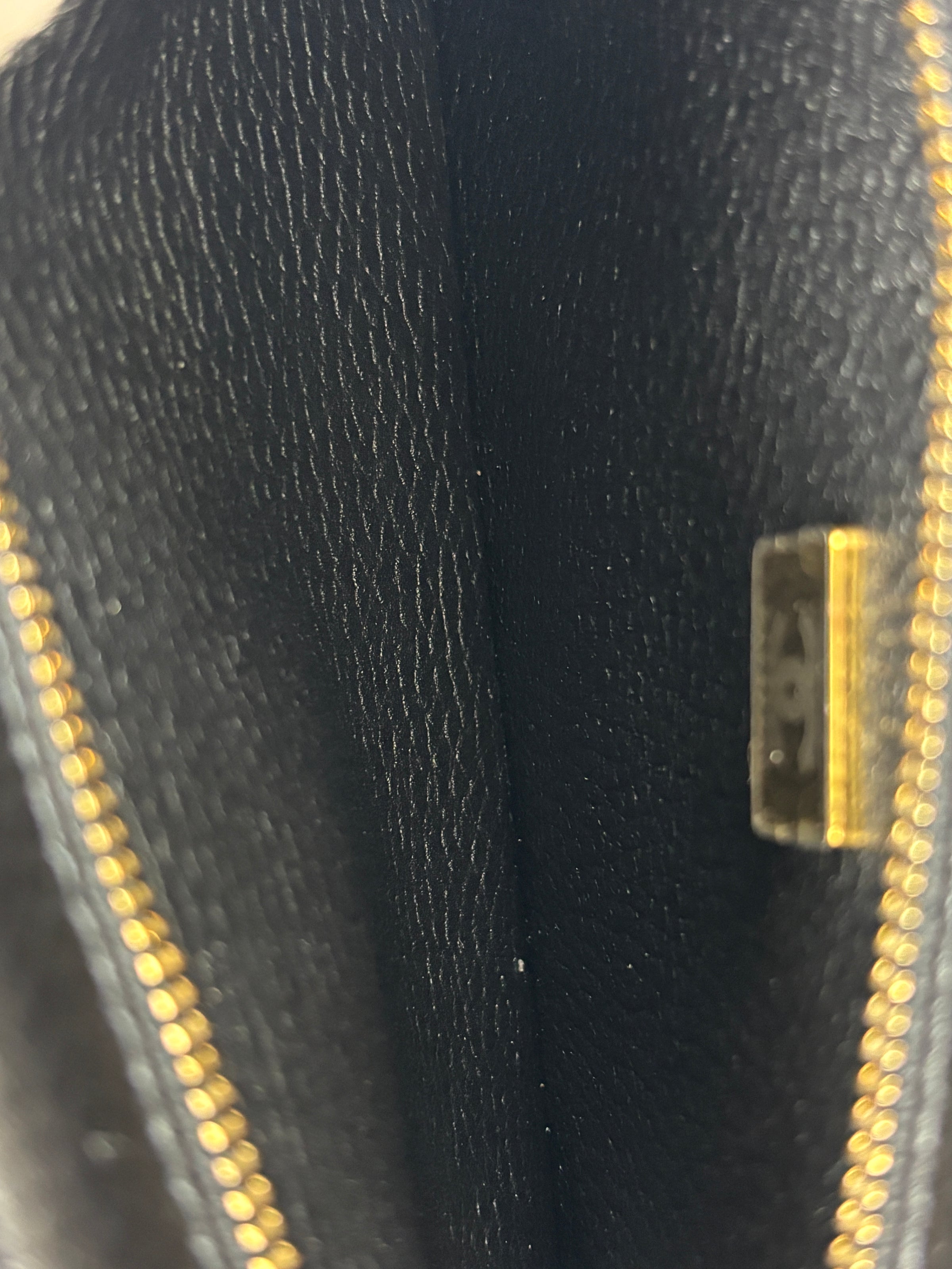 Small Tote Grained Calfskin & Gold-Tone Metal Black