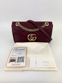 Burgundy Quilted Leather GG Marmont Small Matelasse Shoulder Bag