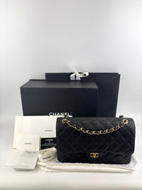 Classic Jumbo Flap Bag in Black Caviar GHW