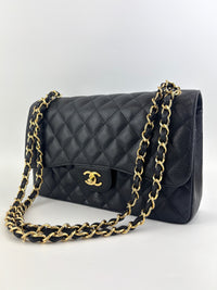 Classic Jumbo Flap Bag in Black Caviar GHW