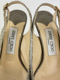 Evelyn Champagne Glitter Peep Toe Slingback Pumps Size 35.5