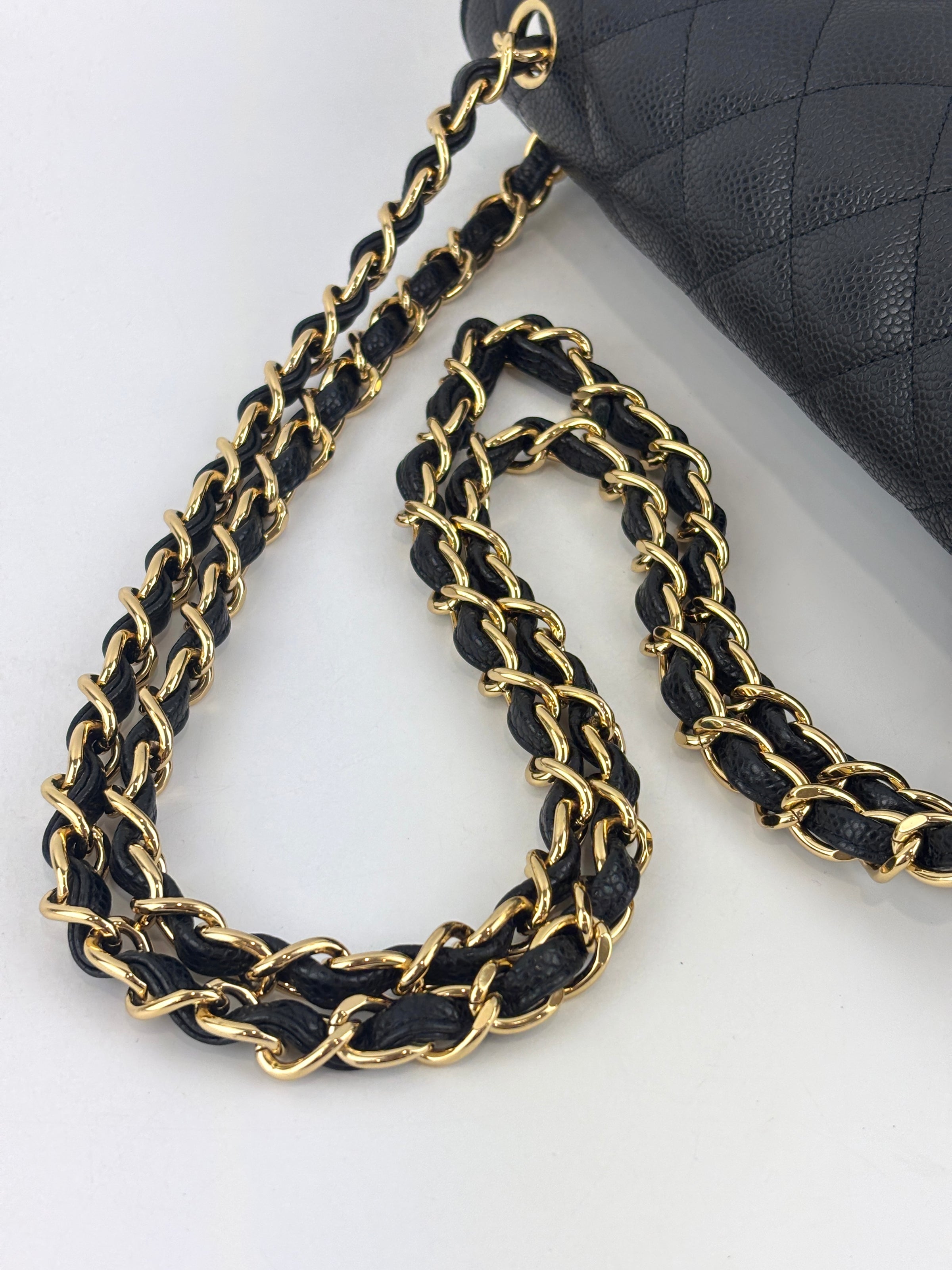 Classic Jumbo Flap Bag in Black Caviar GHW