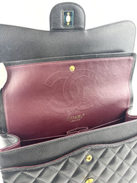 Classic Jumbo Flap Bag in Black Caviar GHW