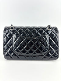 Medium Flap in Black Patent Lambskin SHW