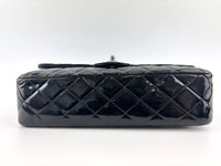 Medium Flap in Black Patent Lambskin SHW