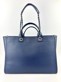 Medium Deauville Tote in Navy Blue Studded Caviar