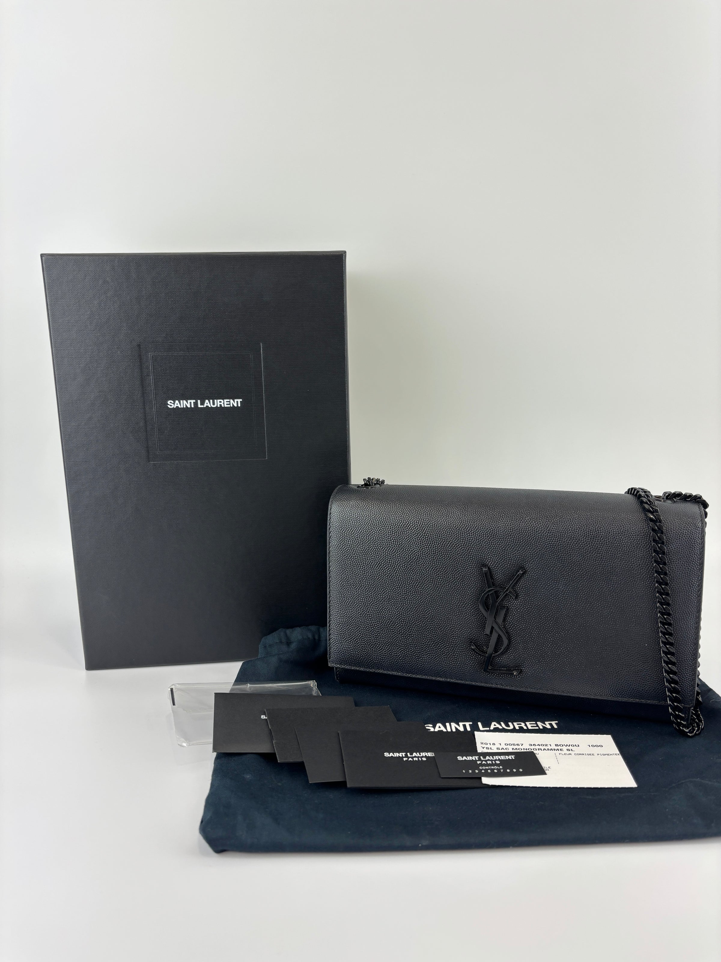 Kate Medium "So Black" Grain de Poudre Embossed Black