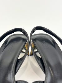 Arielle Swarovski Crystal Embellished Leather Slingback Pumps Size 35.5