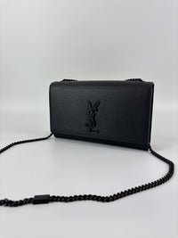 Kate Medium "So Black" Grain de Poudre Embossed Black