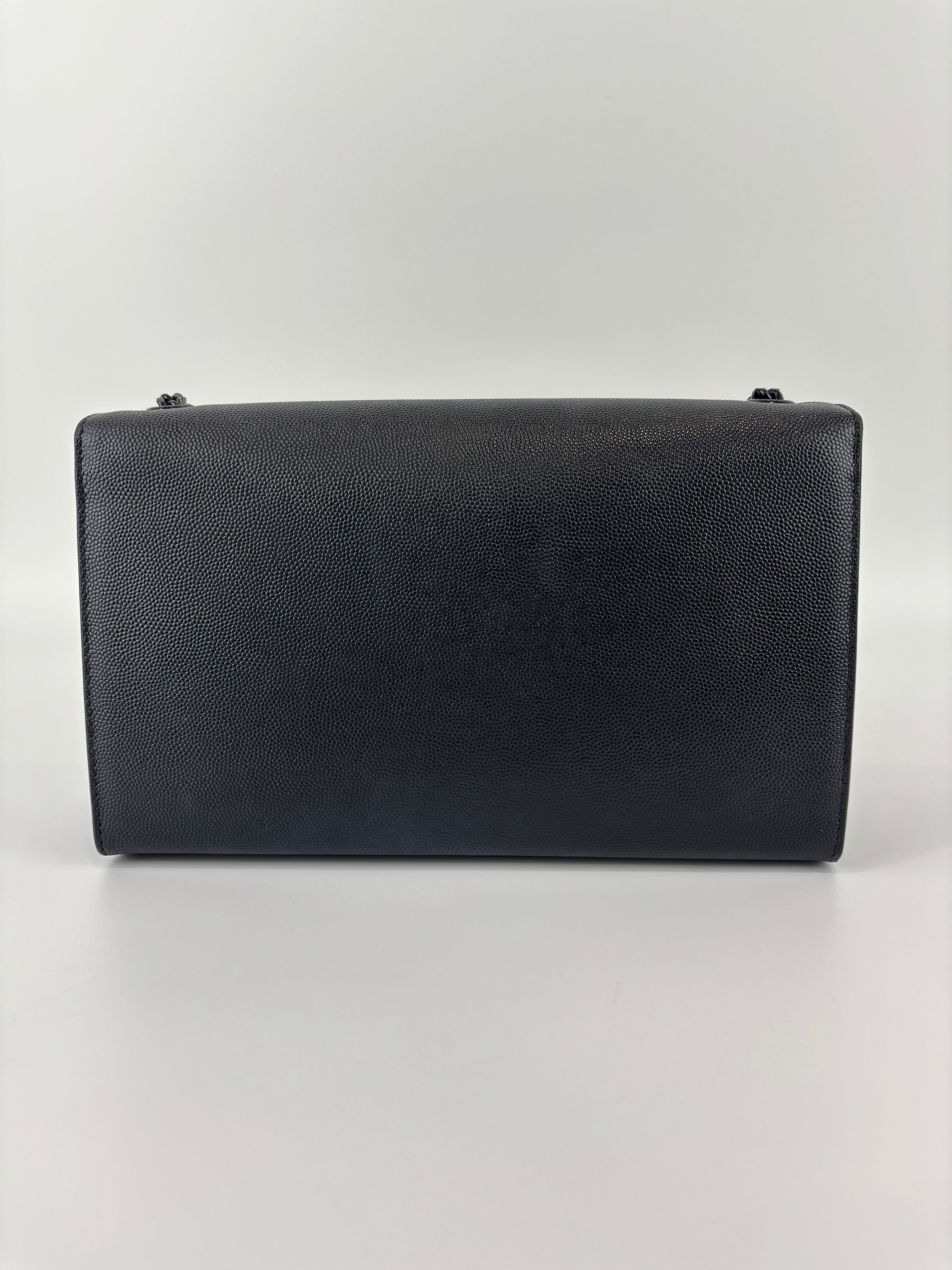 Kate Medium "So Black" Grain de Poudre Embossed Black