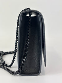 Kate Medium "So Black" Grain de Poudre Embossed Black