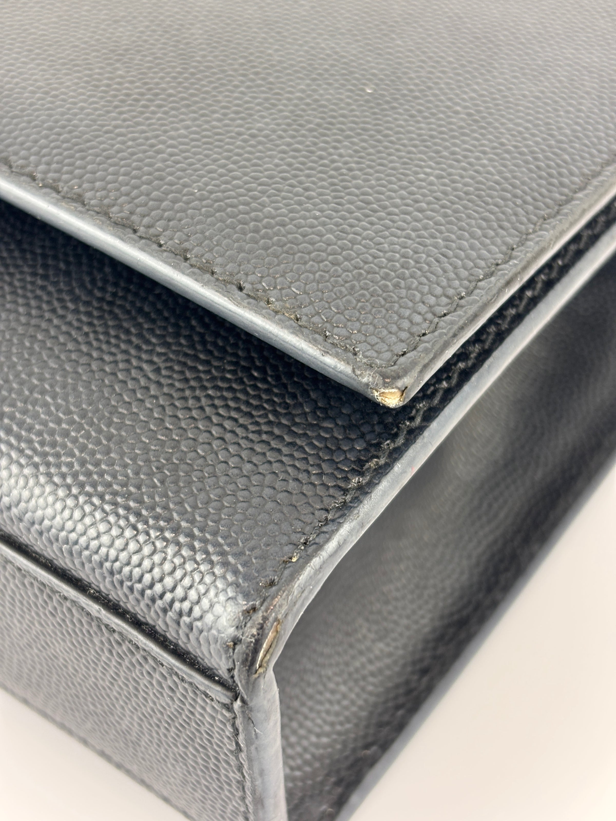 Kate Medium "So Black" Grain de Poudre Embossed Black