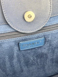 Medium Deauville Tote in Navy Blue Studded Caviar