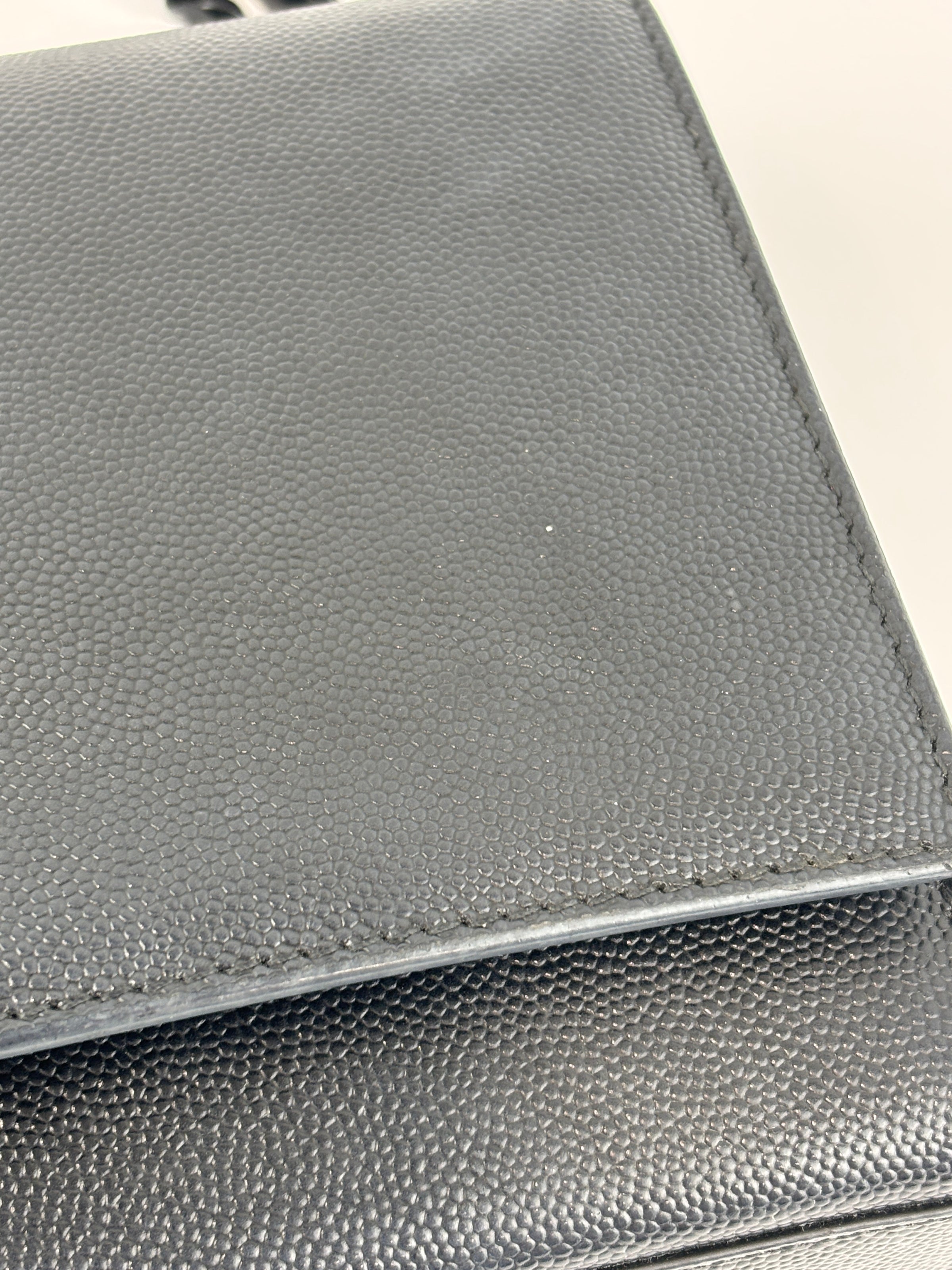 Kate Medium "So Black" Grain de Poudre Embossed Black