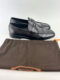 Men’s Smooth Leather Loafers in Black Size 5