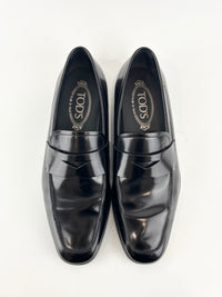 Men’s Smooth Leather Loafers in Black Size 5