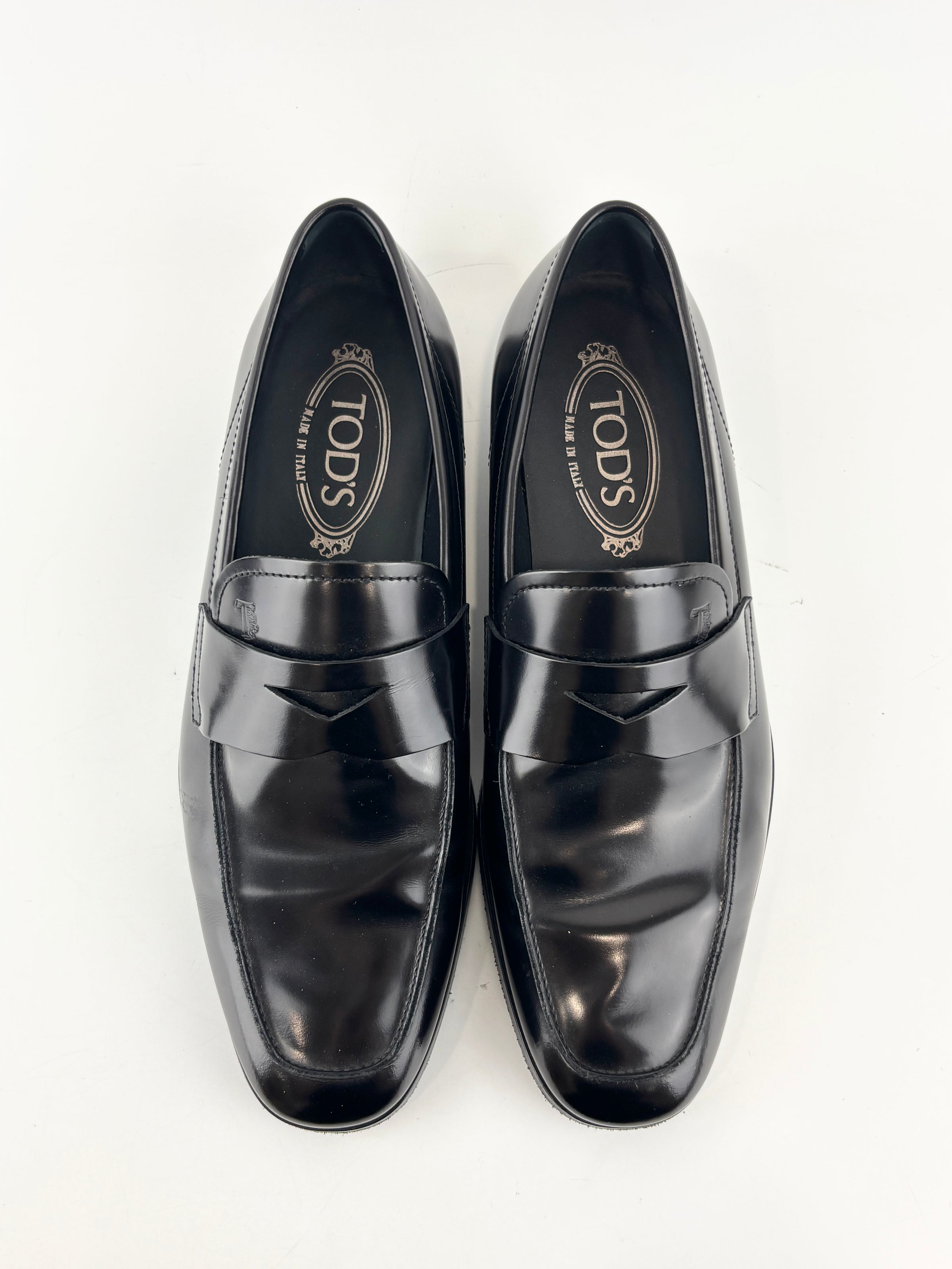 Men’s Smooth Leather Loafers in Black Size 5