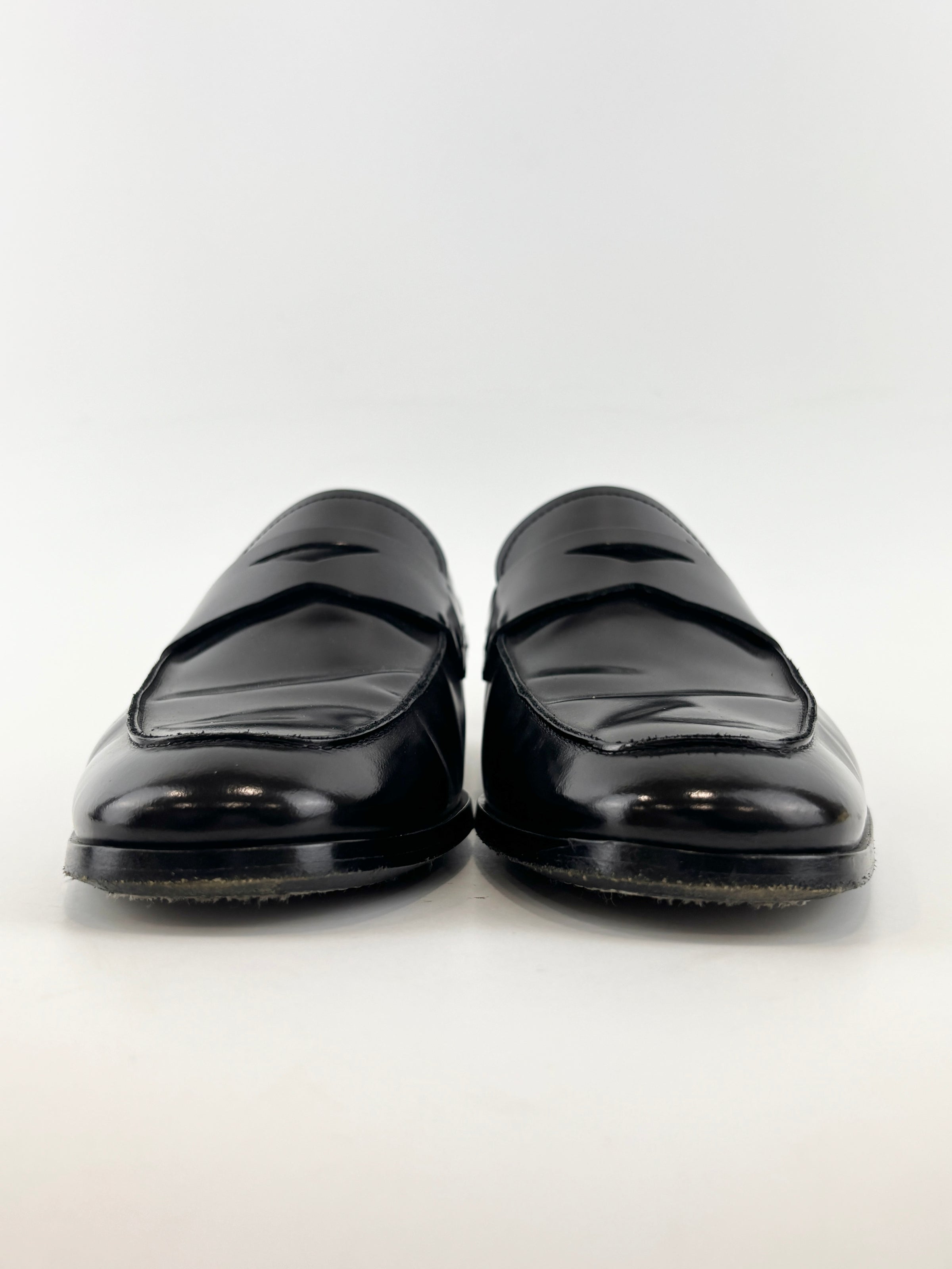 Men’s Smooth Leather Loafers in Black Size 5