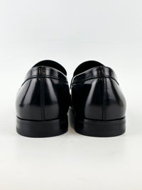 Men’s Smooth Leather Loafers in Black Size 5