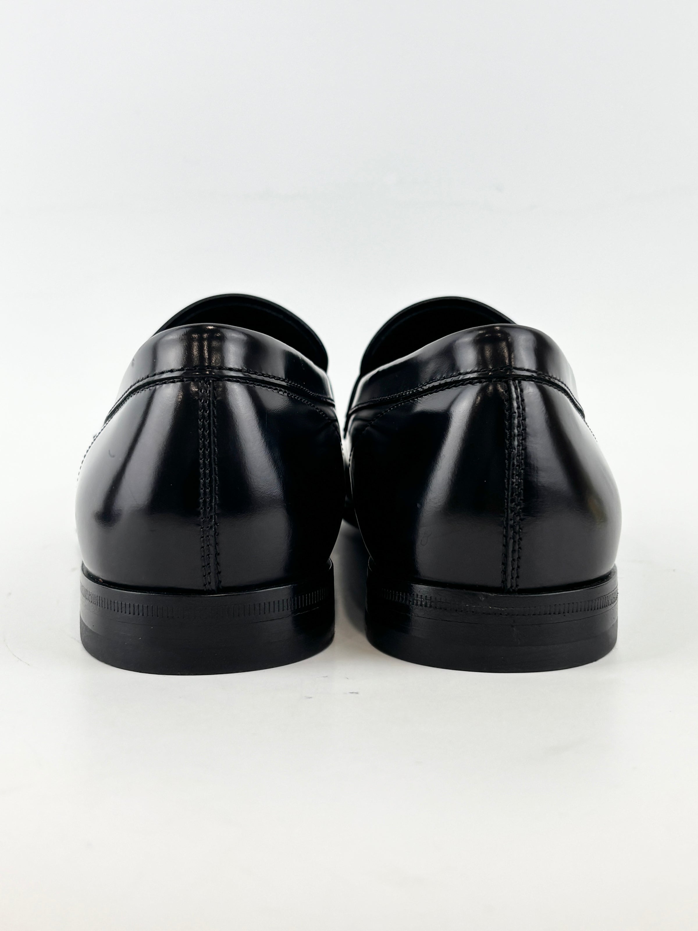 Men’s Smooth Leather Loafers in Black Size 5
