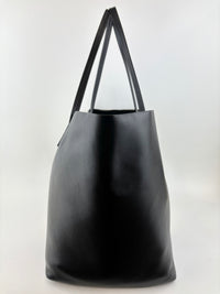 Black Leather Barocco Print Shopper Tote