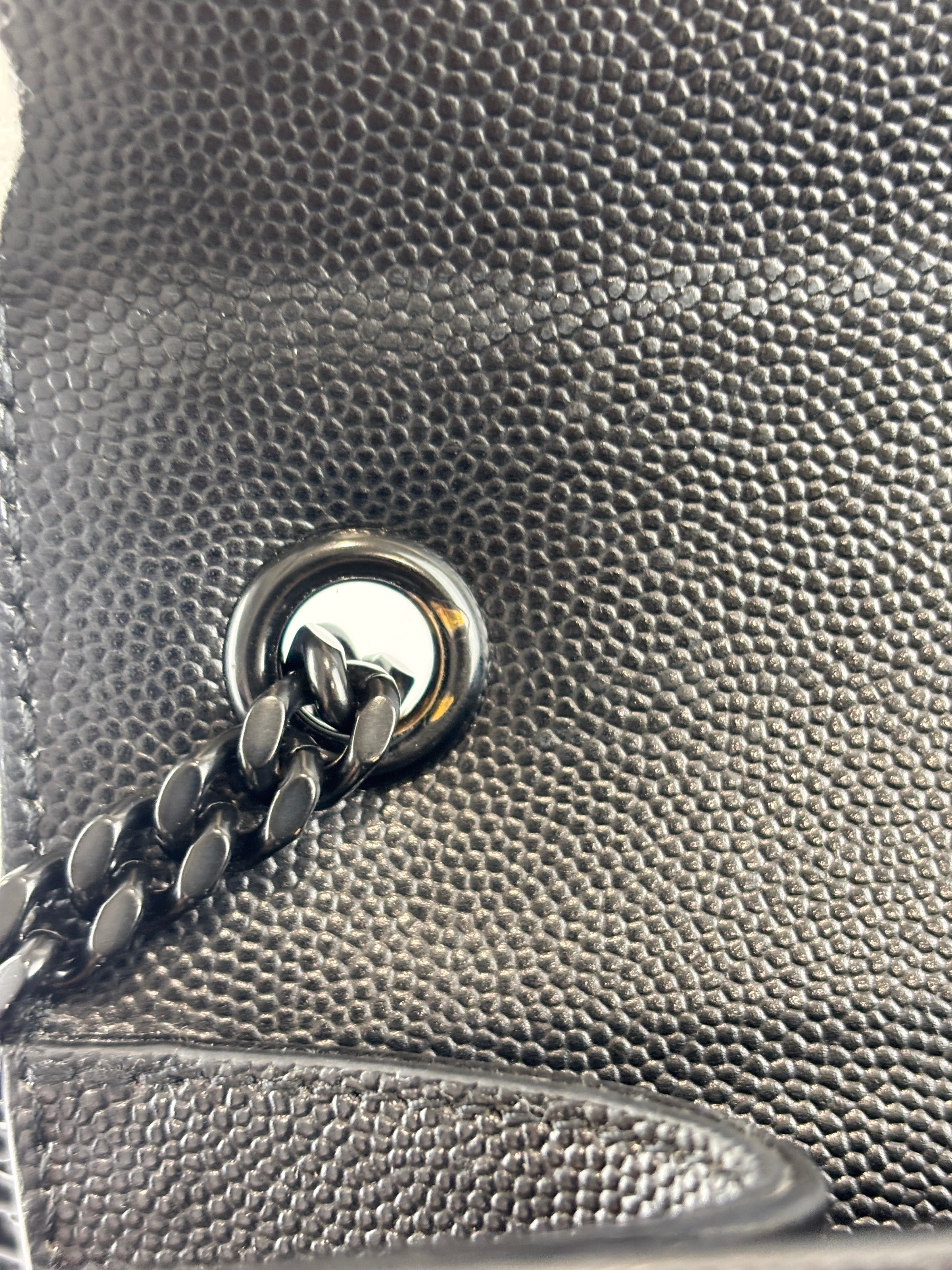 Kate Medium "So Black" Grain de Poudre Embossed Black
