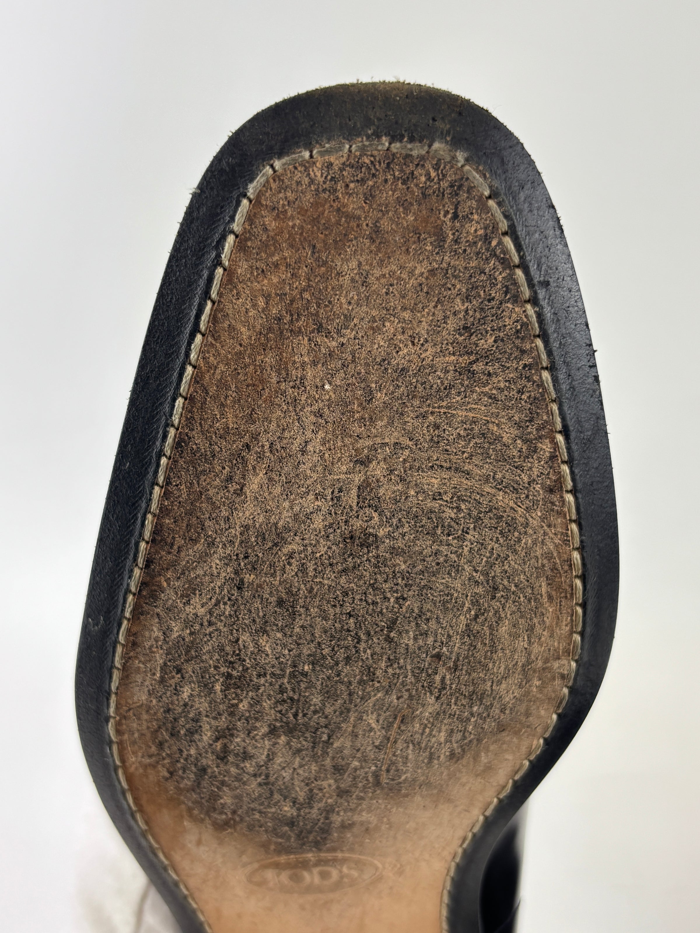 Men’s Smooth Leather Loafers in Black Size 5