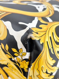 Black Leather Barocco Print Shopper Tote