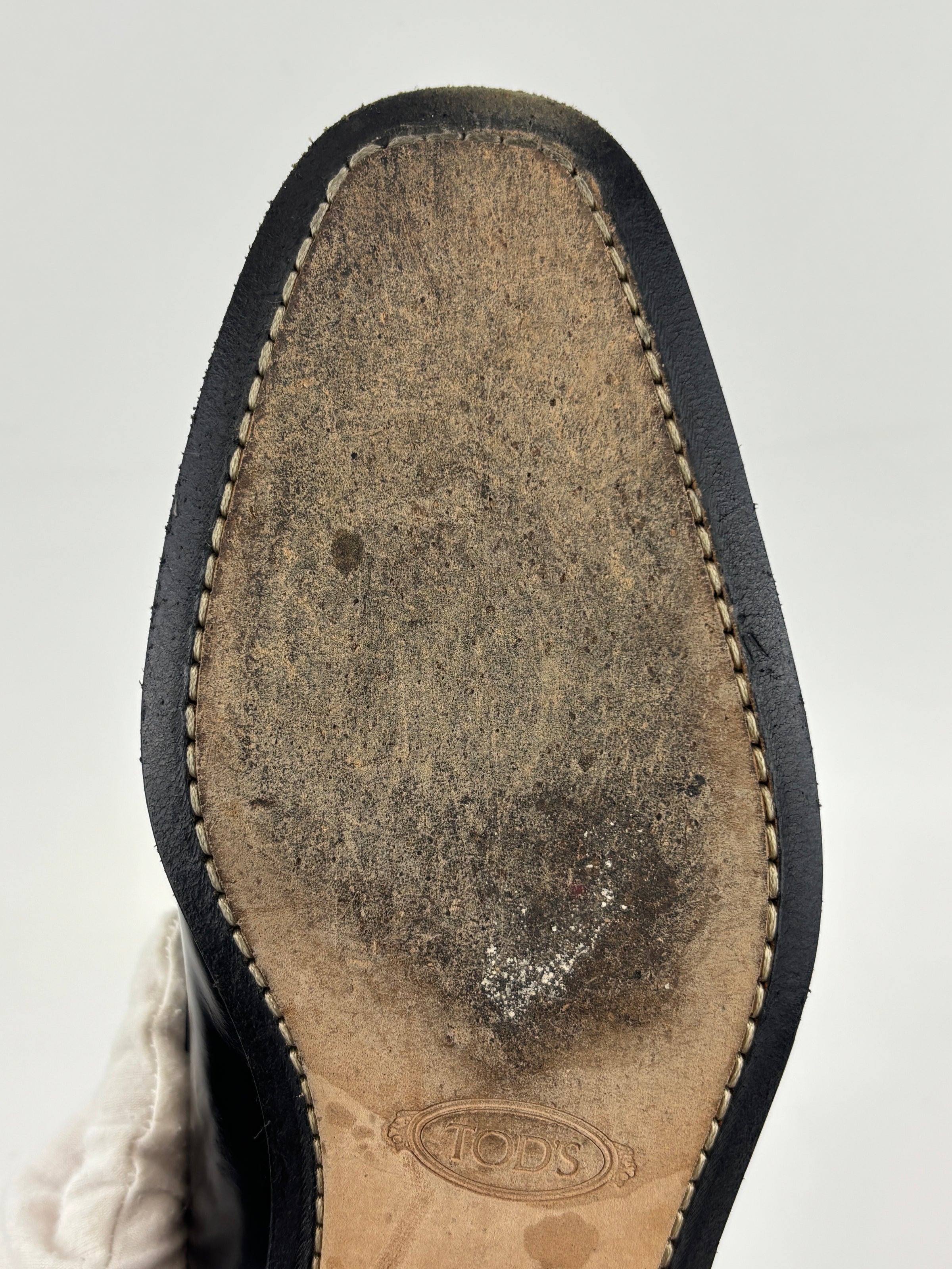 Men’s Smooth Leather Loafers in Black Size 5