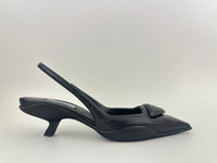 Slingback Black Brushed Leather Pumps Size 35.5