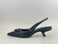 Slingback Black Brushed Leather Pumps Size 35.5