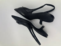 Slingback Black Brushed Leather Pumps Size 35.5