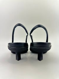 Slingback Black Brushed Leather Pumps Size 35.5