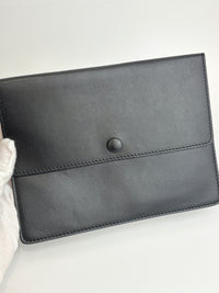 Black Leather Barocco Print Shopper Tote