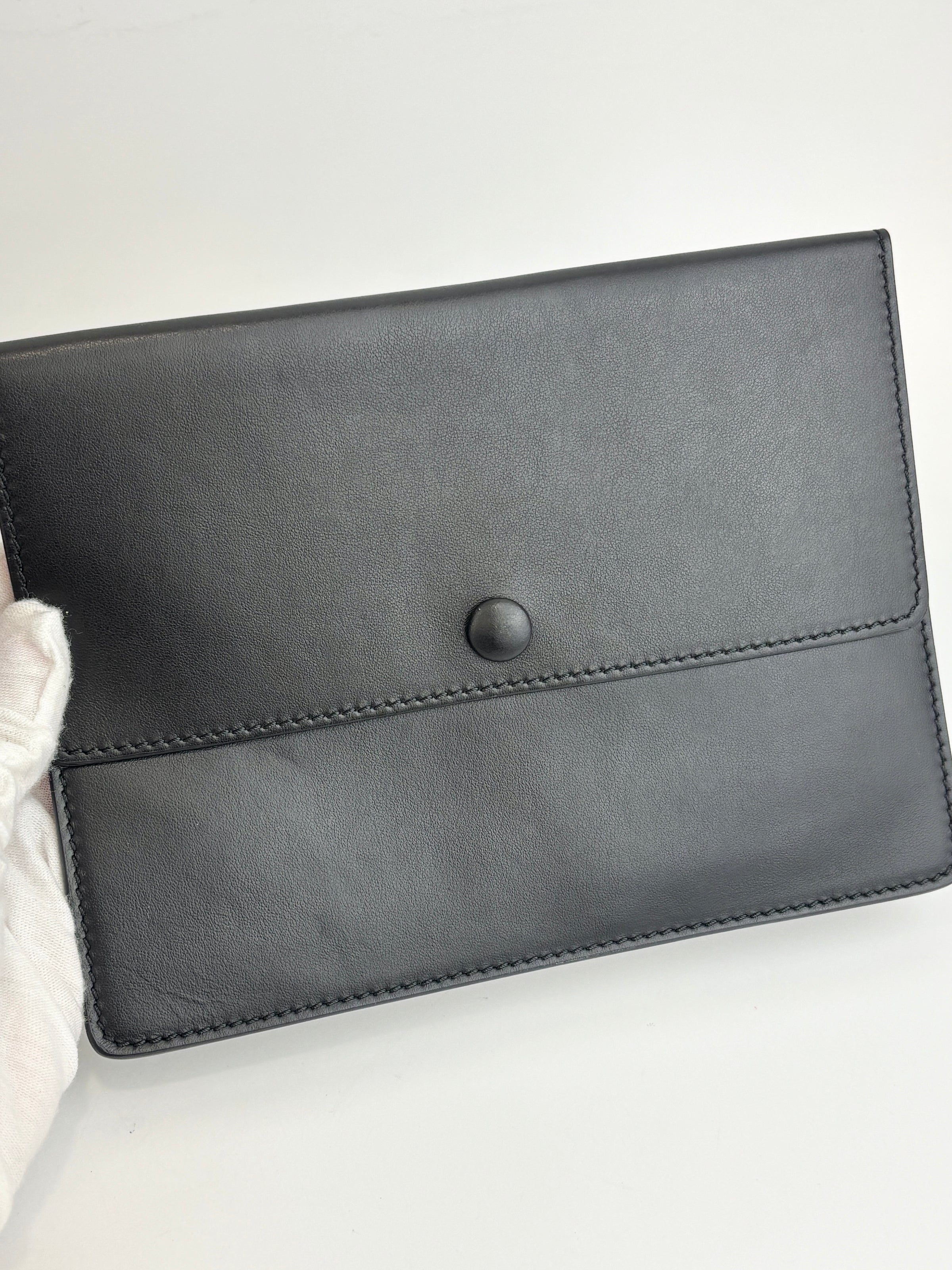 Black Leather Barocco Print Shopper Tote