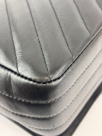 A91586 Chevron Quilted Small Statement Flap Black Calfskin
