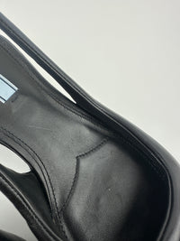 Slingback Black Brushed Leather Pumps Size 35.5