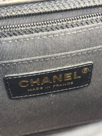 A91586 Chevron Quilted Small Statement Flap Black Calfskin