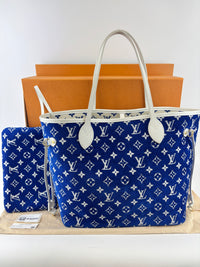 M46220 Neverfull MM Bleu Jacquard Velvet Limited-Edition LV Match Collection