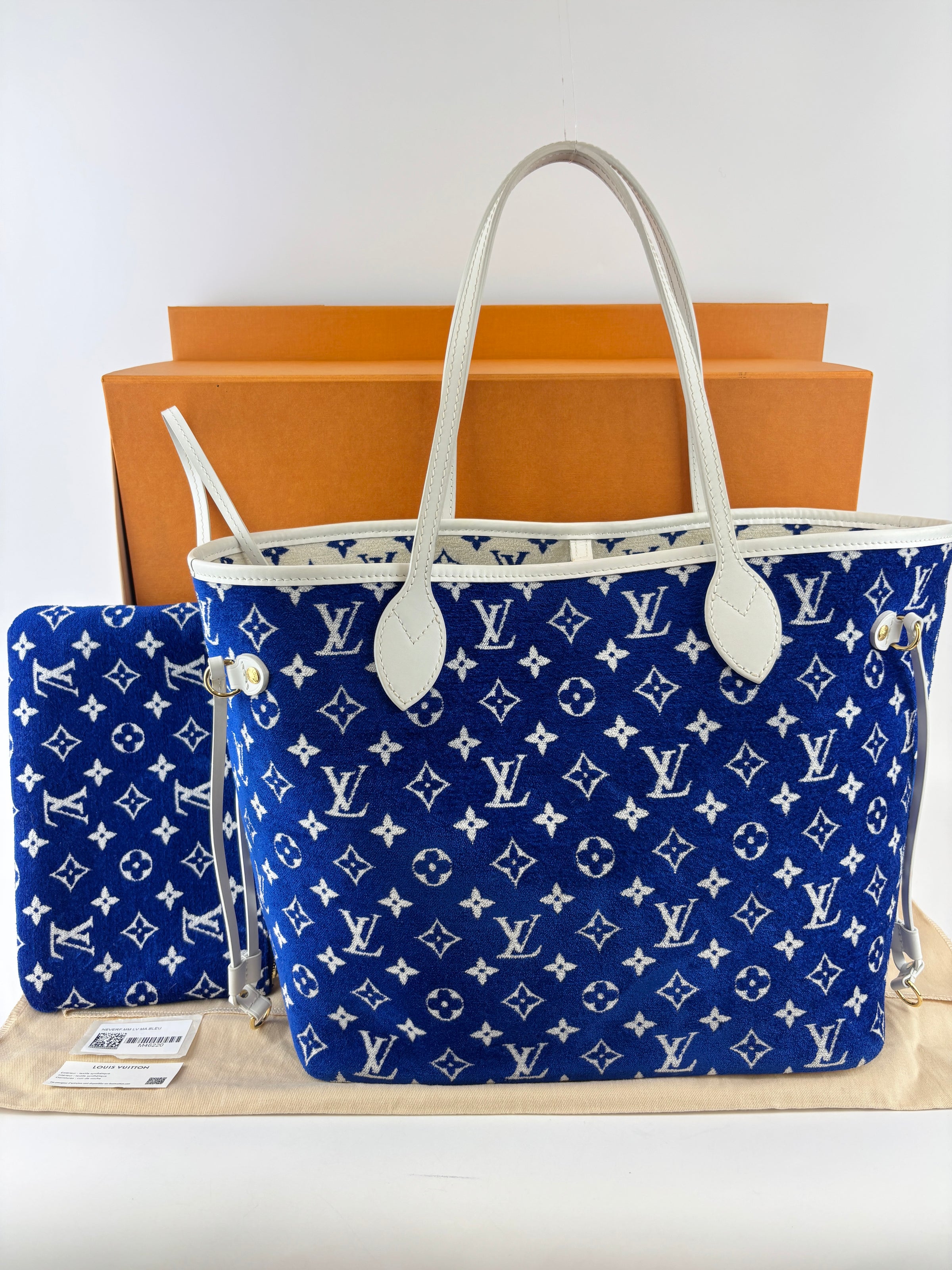 M46220 Neverfull MM Bleu Jacquard Velvet Limited-Edition LV Match Collection