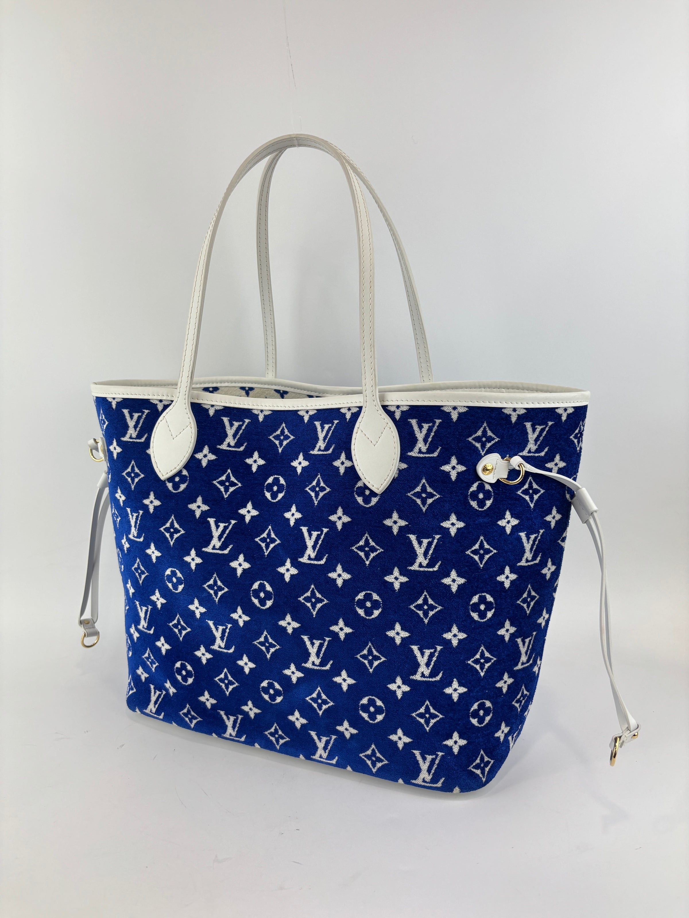 M46220 Neverfull MM Bleu Jacquard Velvet Limited-Edition LV Match Collection