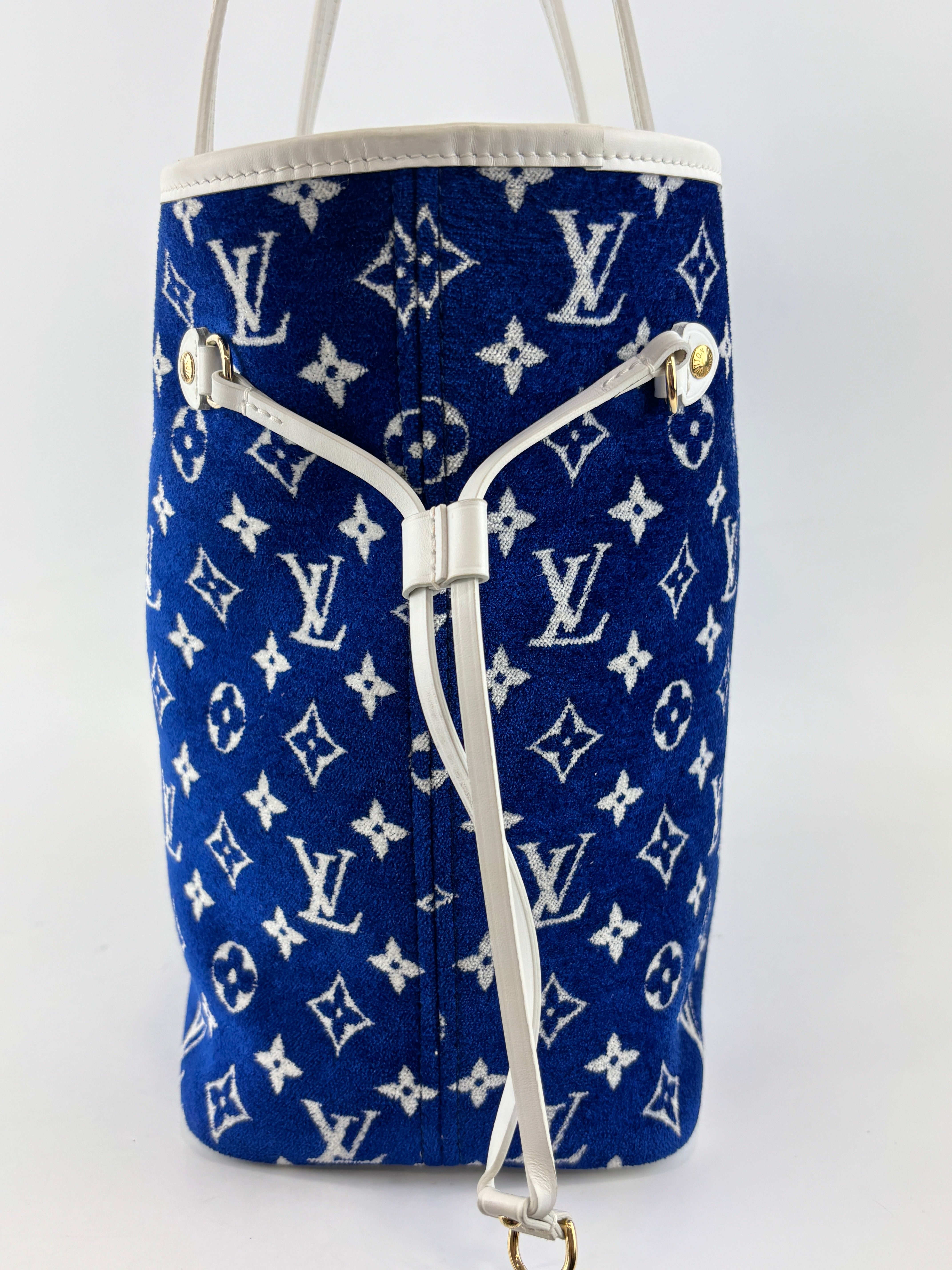 Louis Vuitton Neverfull MM Bleu Jacquard Velvet LV Match | Glampot