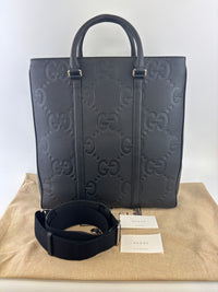 Medium Jumbo GG Leather Tote Bag in Black