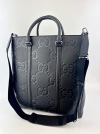 Medium Jumbo GG Leather Tote Bag in Black