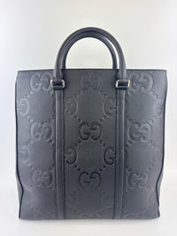 Medium Jumbo GG Leather Tote Bag in Black