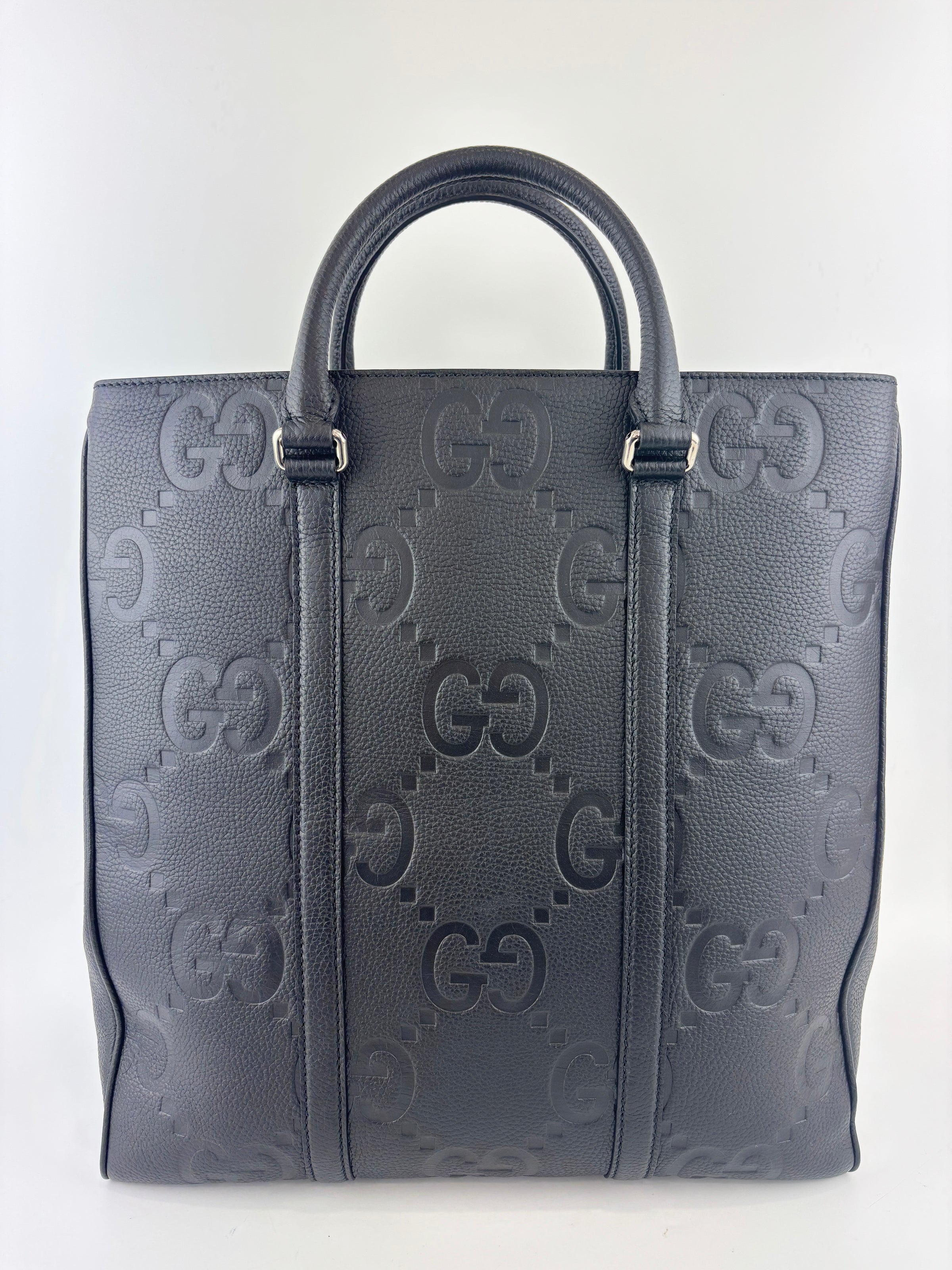 Medium Jumbo GG Leather Tote Bag in Black