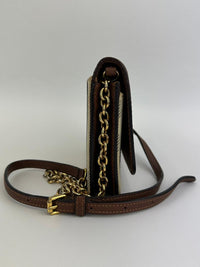 Hampshire Brown Pebbled Leather / House Check Canvas Crossbody Bag