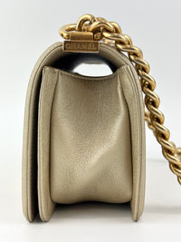 Limited Edition Gold Metallic Small Boy Flap Calfskin Antique GHW